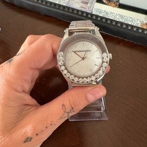 BCBGMaxAzria Silver Smartwatch with Crystal Details